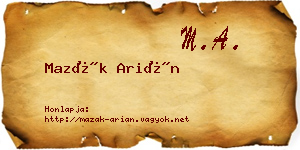 Mazák Arián névjegykártya